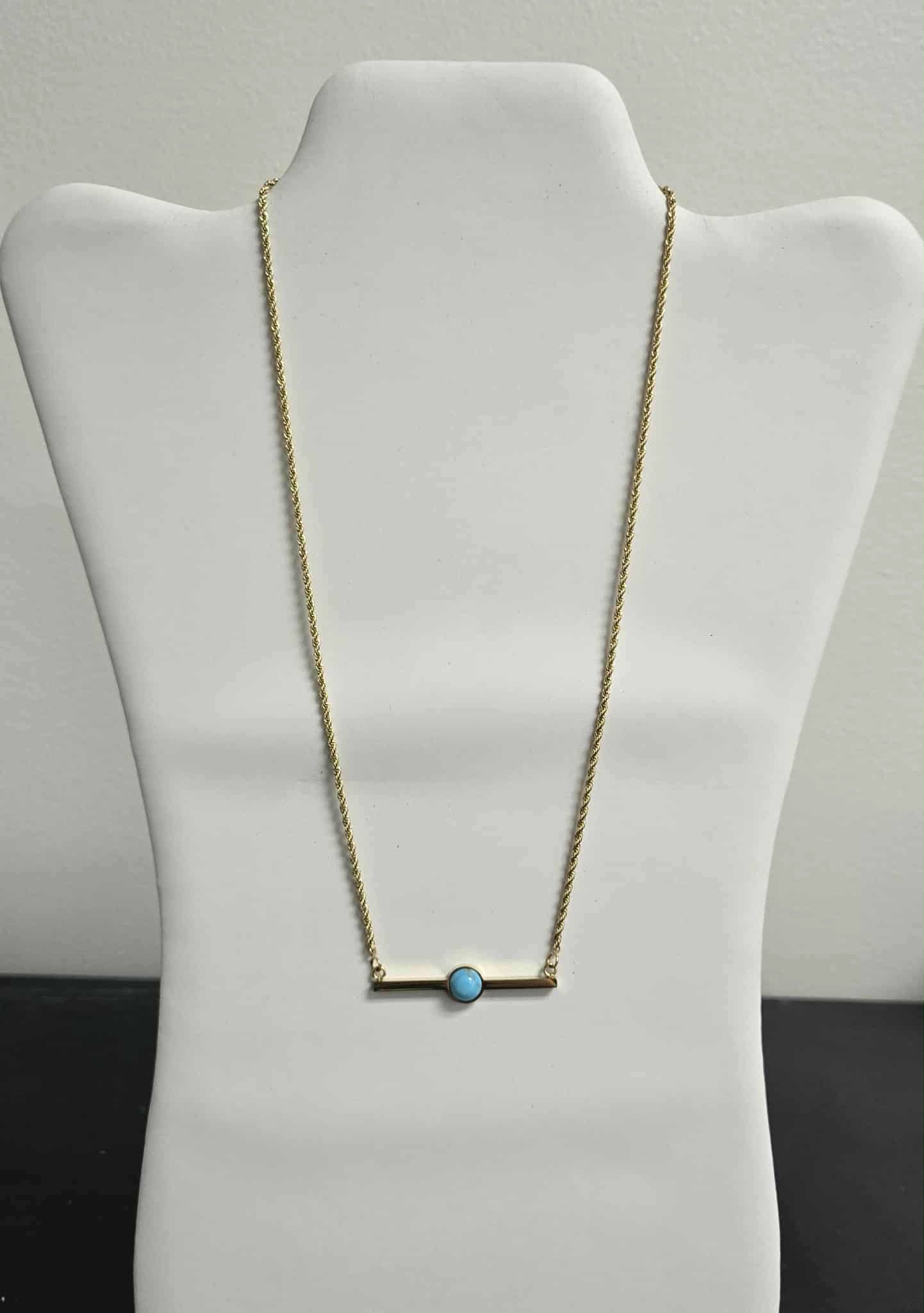 Semi-Precious Black or Turquoise Stone Necklace