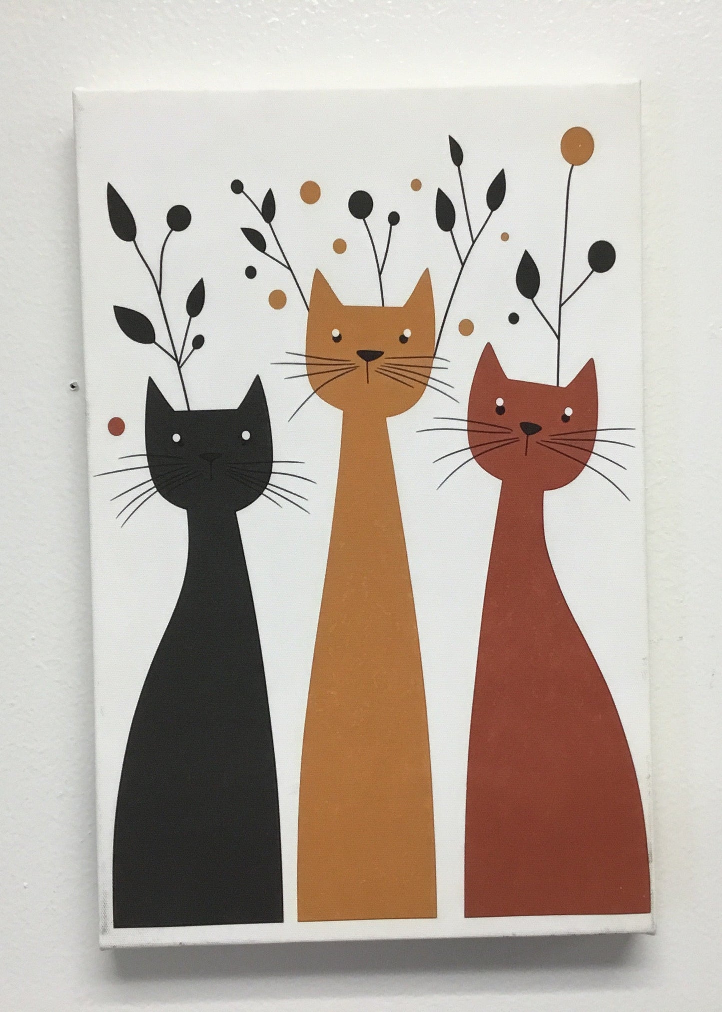 3 Cats on Canvas Wall Hang