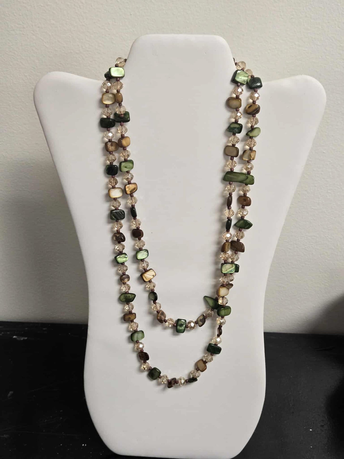 Green and Gold Stone like Necklace