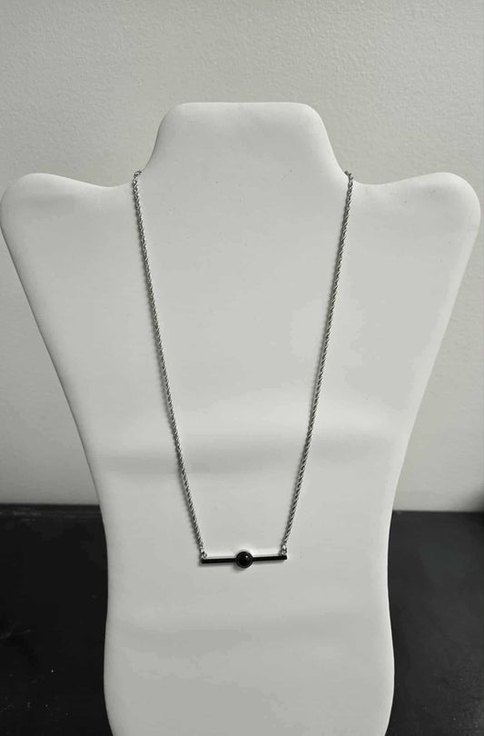 Semi-Precious Black or Turquoise Stone Necklace