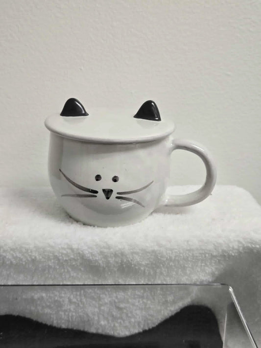 Ceramic Cat Cup with Lid